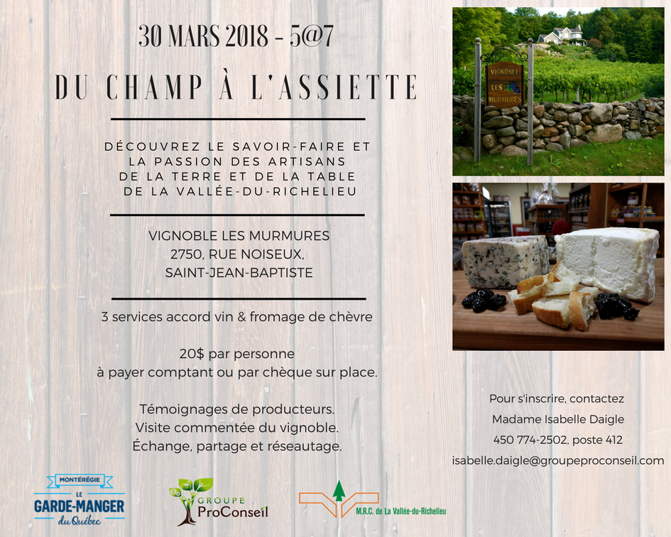 du champ à l'assiette - 30 mars