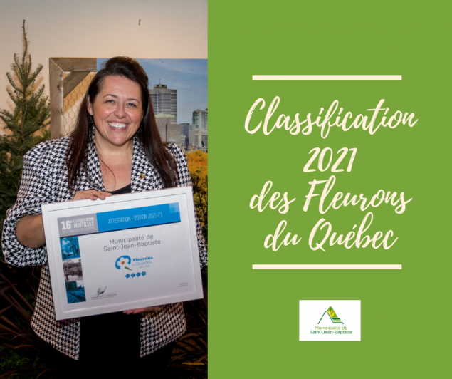 La Municipalité de Saint-Jean-Baptiste reçoit 4 fleurons